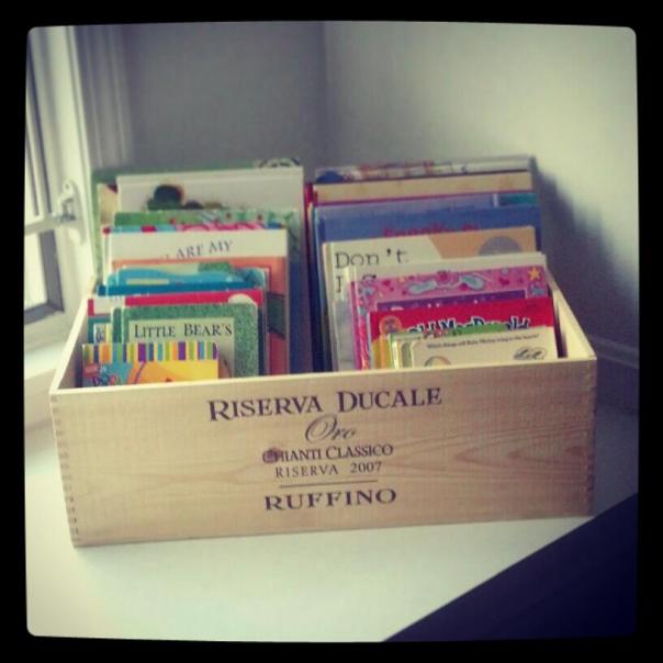 Vintage FREE wine Box holds your children's plethora of books